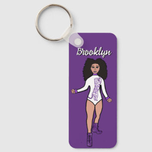 Majorette/ Dancer Keychain Purple Tiger B