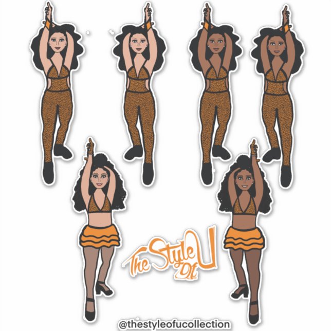 Majorette / Dancer Quick Change Stickers  Orangex2 (Front)