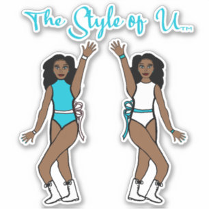 Majorette / Dancer Stickers Aqua Ribbon