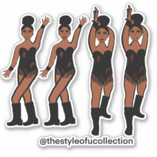 Majorette / Dancer Stickers Black Fringe #1