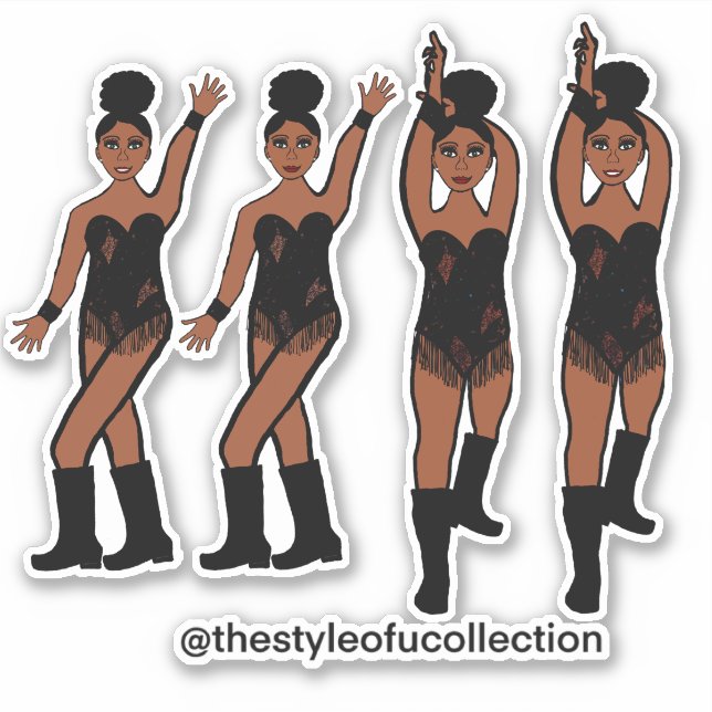 Majorette / Dancer Stickers Black Fringe #1 (Front)