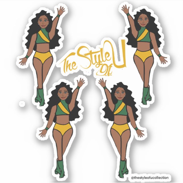 Majorette / Dancer Stickers Green & Yellow (Front)