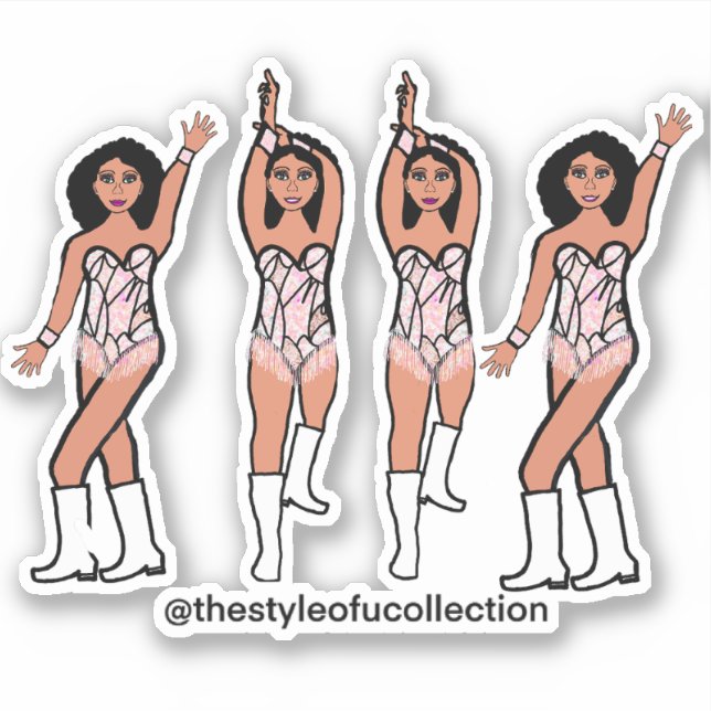 Majorette / Dancer Stickers Iridescent  Fringe #2 (Front)