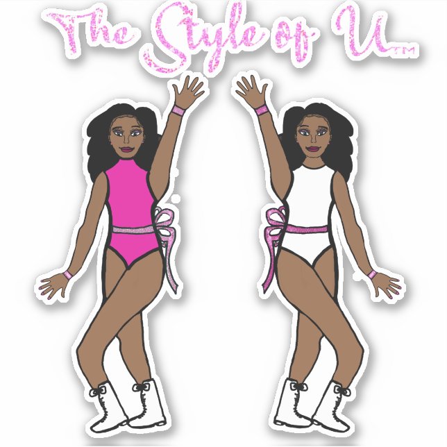Majorette / Dancer Stickers Pink Ribbon (Front)