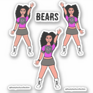 Majorette / Dancer Stickers Pink Silver Bear B