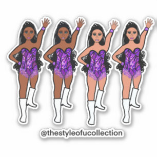 Majorette / Dancer Stickers Purple Fringe