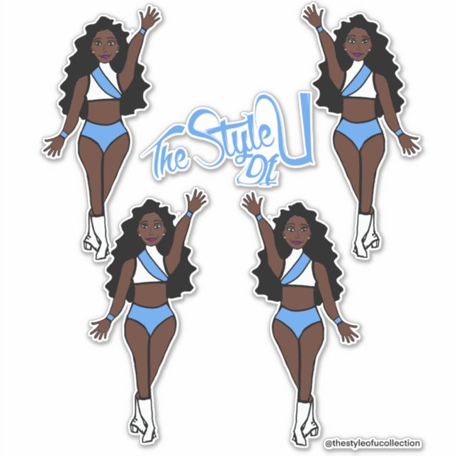 Majorette / Dancer Stickers White & Light Blue (Front)
