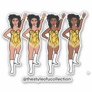 Majorette / Dancer Stickers Yellow Fringe