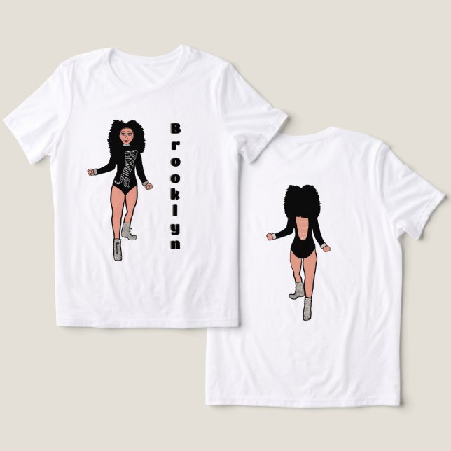Majorette/ Dancer Tee Black Silver Tiger B (Design Front & Back)