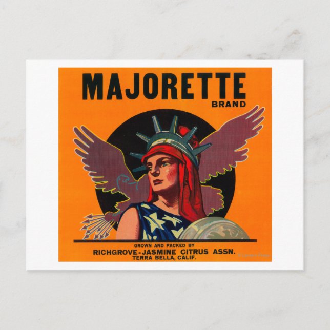 Majorette Orange LabelTerra Bella, CA Postcard (Front)
