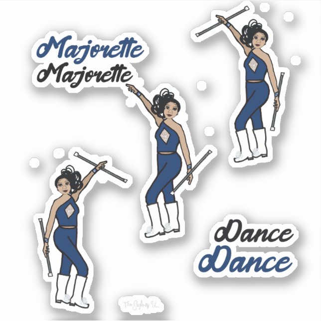 Majorette / Stickers Danseuse Marine Diamant 2 (Devant)