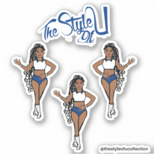 Majorette tressée / Stickers Danseuse Bleu