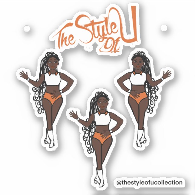 Majorette tressée / Stickers Danseuse Orange (Devant)