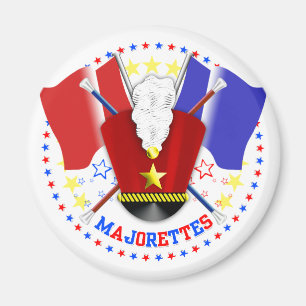 Majorettes Crossed Flags and Batons Magnet! Magnet