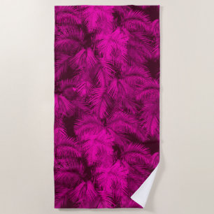 Makana Palms Hawaiian Tropical Leaves Pink Beach Towel