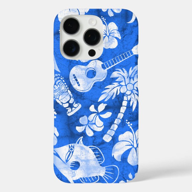 Makapuu Beach Hawaiian Batik Blue and White Case-Mate iPhone Case (Back)
