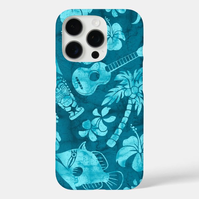 Makapuu Beach Hawaiian Batik Teal Case-Mate iPhone Case (Back)