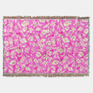 Makapuu Beach Hawaiian Batik Throw Blankets