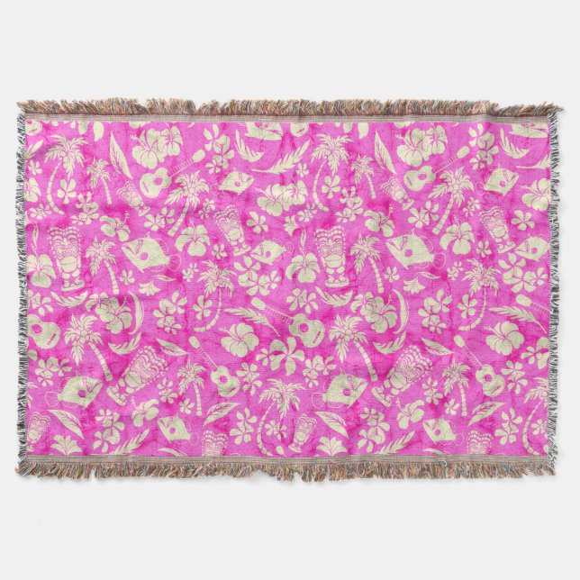 Makapuu Beach Hawaiian Batik Throw Blankets (Front)