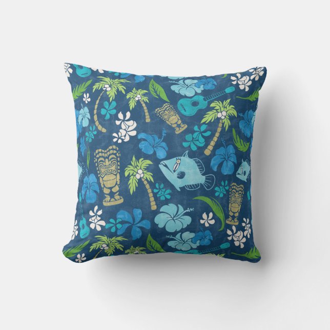 Makapuu Beach Hawaiian Batik - Turquoise Outdoor Pillow (Front)