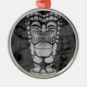 Makapuu Beach Hawaiian Laughing Tiki Batik Metal Ornament