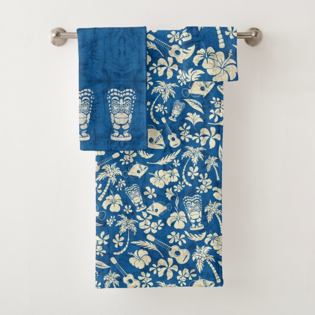 Makapuu Beach Hawaiian Tropical Tiki Coordinate Bath Towel Set (Insitu)