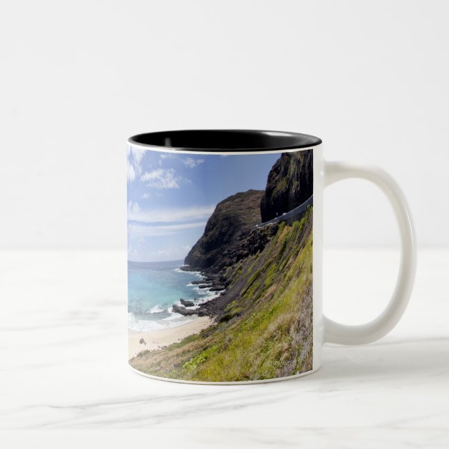 Makapuu Beach in Oahu, Hawaii. Two-Tone Coffee Mug (Right)