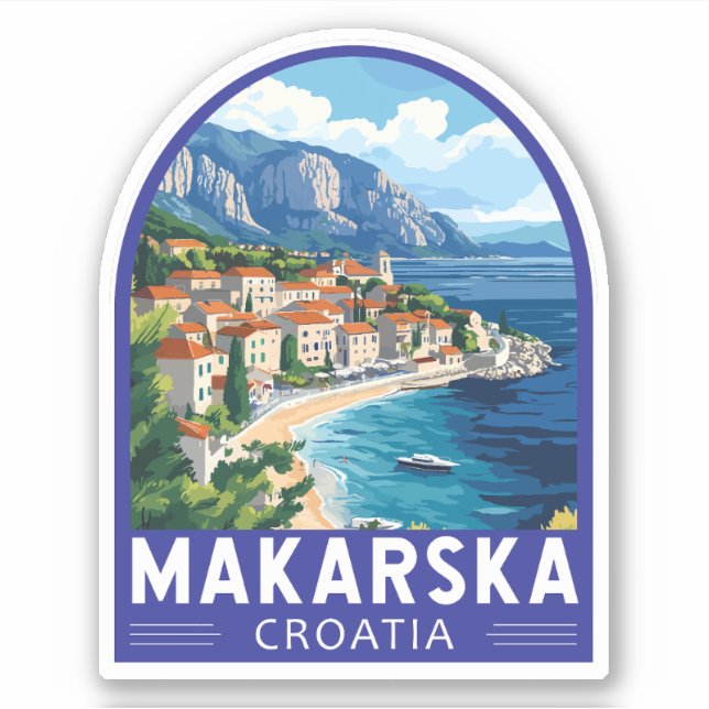 Makarska Croatia Travel Art Emblem (Front)