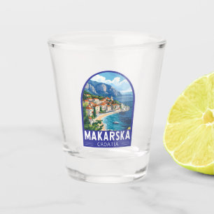 Makarska Croatia Travel Art Emblem Shot Glass