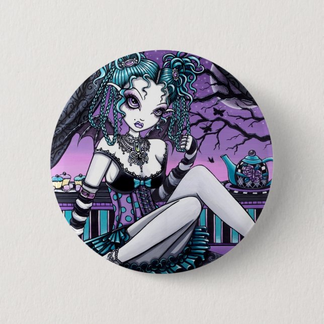 Makayla Gothic Couture Tea Party Fairy 2 Inch Round Button (Front)