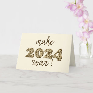 Make 2024 Roar! Fun Leopard Print New Year Card