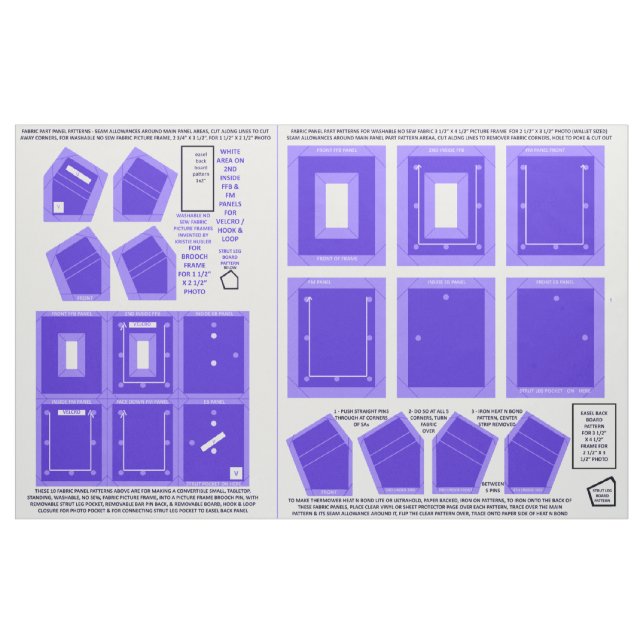 make 2 washable fabric no sew iris photo frames (Fat Quarter)