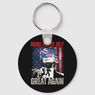 Make 4th Of July Great Again Funny Trump American Keychain