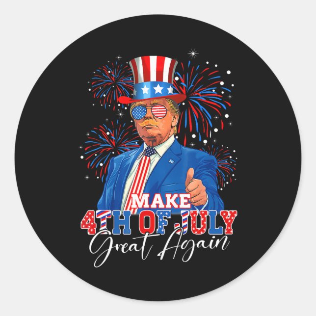 Make 4th Of July Great Again Patriotic Firework Do Classic Round Sticker (Front)