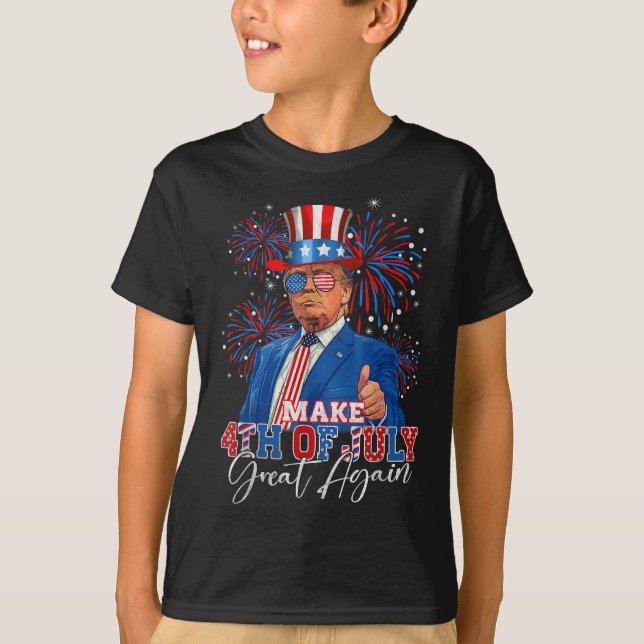 Make 4th Of July Great Again Patriotic Firework T-Shirt (Front)