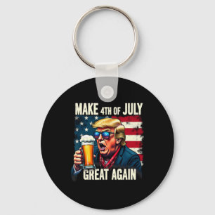 Make 4th Of July Great Again Trump Beer Drinking Keychain