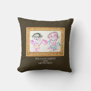 Make a Art book of Your Kid's ArtWorks Frame Throw Pillow