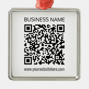 Make a Business QR Code Instantly & Editable Text Metal Ornament