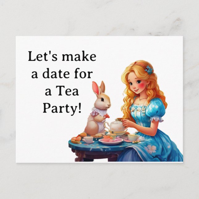 Make A Date For a Tea Party Postcard (Front)