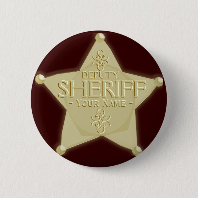 Make a Deputy Sheriff Badge Golden 2 Inch Round Button (Front)