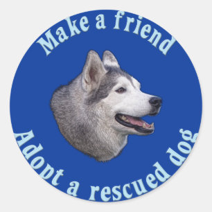 Make A Friend - Siberian Husky Classic Round Sticker