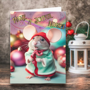Make A Joyful Noise Happy Mouse Singing Christian Holiday Card
