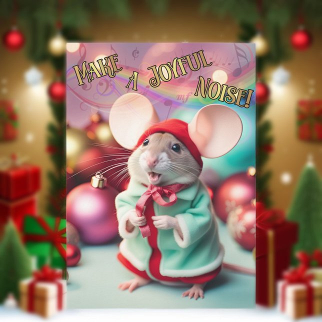 Make A Joyful Noise Happy Mouse Singing Christian  Holiday Postcard (Creator Uploaded)