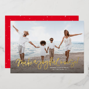 Make a joyful noise one photo religious Christmas Foil Holiday Card