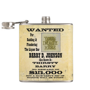 Make a personalized Western Wanted Poster Hip Flask