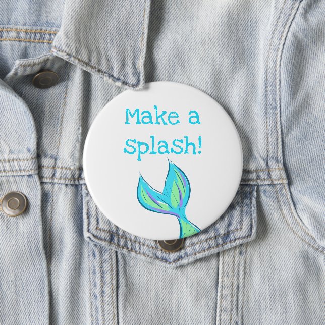 Make a Splash! Mermaid 4 Inch Round Button (In Situ)