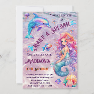 Make A Splash Mermaid Sparkle Birthday Party Invitation