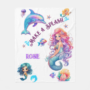 Make A Splash Mermaid Under The Sea Fleece Blanket