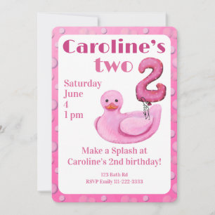 Make a Splash Rubber Duck 2nd Birthday Invitation
