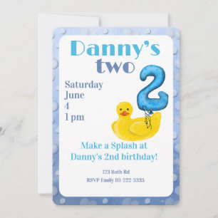 Make a Splash Rubber Duck 2nd Birthday Invitation